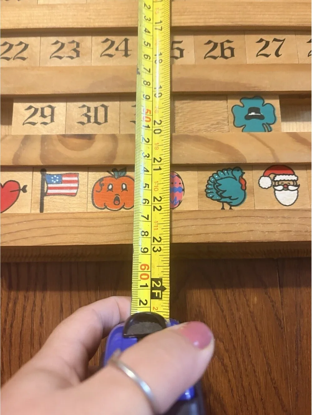 Vtg Wooden Perpetual Calendar Wall Hanging Farmhouse Cottagecore Folk Art